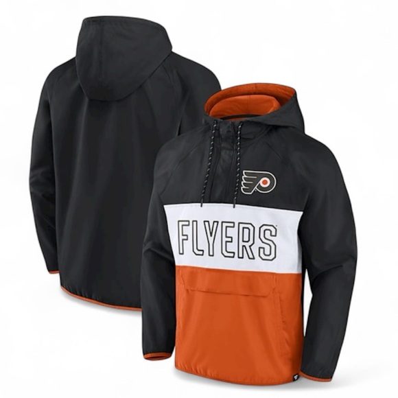 Philadelphia Flyers Men’s Black Iconic Defender Anorak Pullover Jacket Size L - Picture 9 of 9